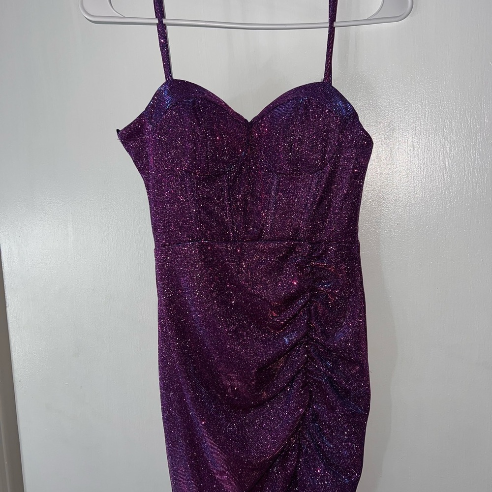 City Studio Glittery Grape Dress